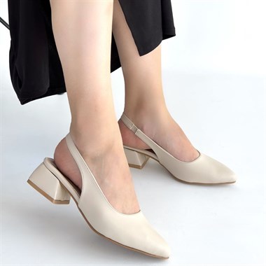 Evia Cilt Topuklu Ayakkabı -Bej