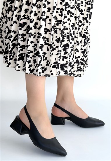 Evia Cilt Topuklu Ayakkabı -Siyah