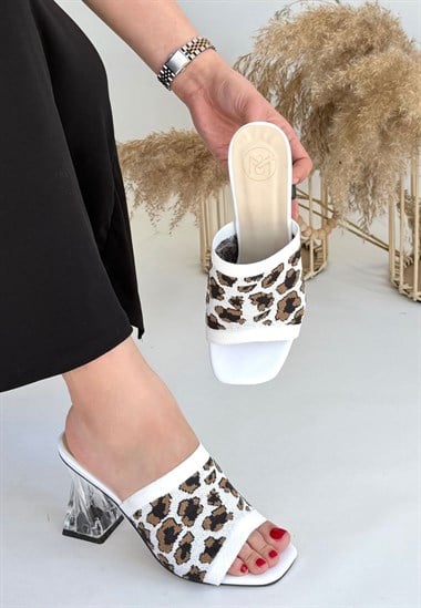 Evra Triko Topuklu Terlik -Zebra