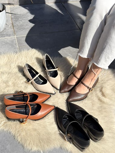 Galye Cilt Topuklu Ayakkabı -Siyah