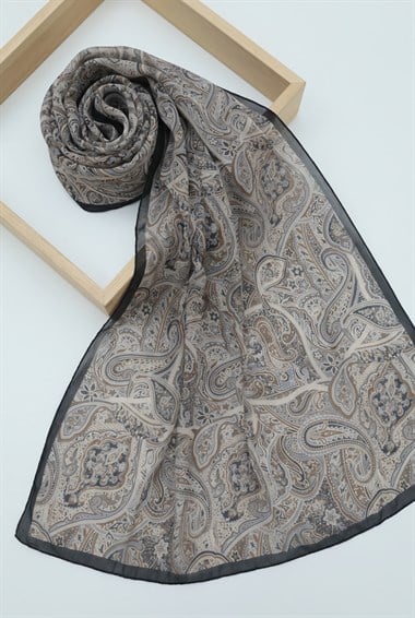 Geleneksel Floral Desenli Coton Şal -Bej