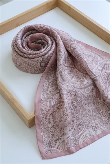 Geleneksel Floral Desenli Coton Şal -Gül Kurusu