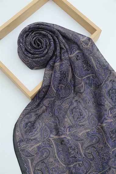 Geleneksel Floral Desenli Coton Şal -Leylak