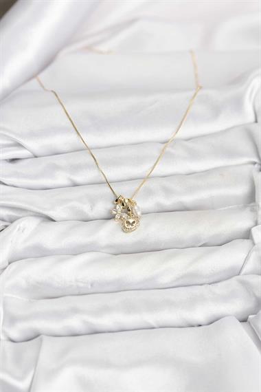 Gold Renk Pirinç Minimal Kelebek Charmlı Kadın Kolye