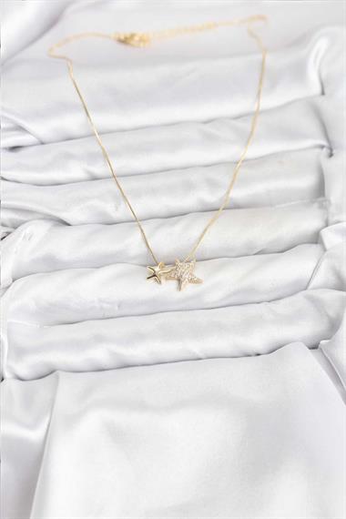 Gold Renk Pirinç Minimal Yıldız Model Kadın Kolye