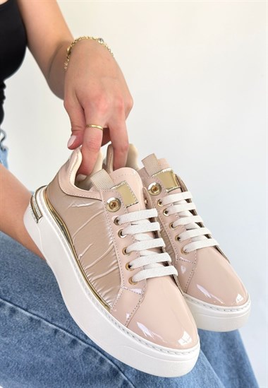 Hley Rugan Paraşüt Detaylı Bağcıklı Spor Ayakkabı -Bej