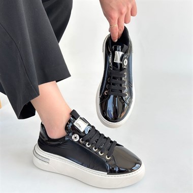 Hley Rugan Paraşüt Detaylı Bağcıklı Spor Ayakkabı -Siyah