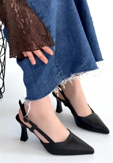 Hoost Cilt Topuklu Ayakkabı -Siyah