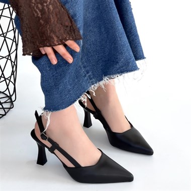 Hoost Cilt Topuklu Ayakkabı -Siyah