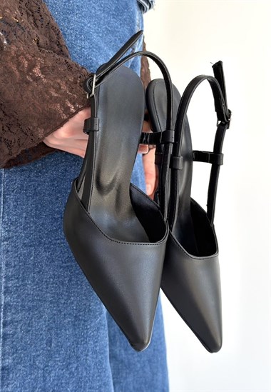 Hoost Cilt Topuklu Ayakkabı -Siyah