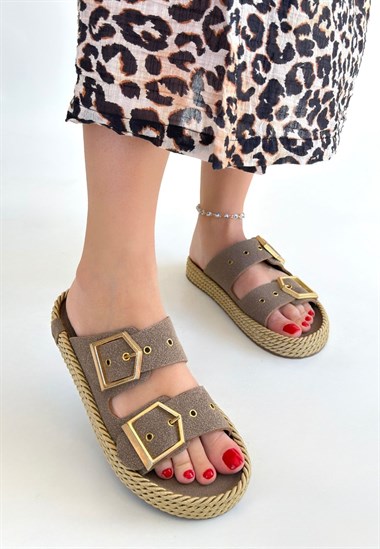 İces Vizyon Nubuk Terlik -Vizon