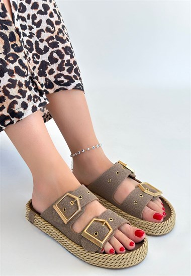 İces Vizyon Nubuk Terlik -Vizon