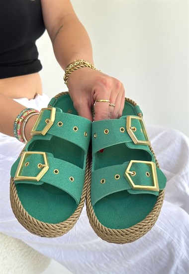 İces Nubuk Terlik -Yeşil