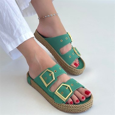 İces Nubuk Terlik -Yeşil