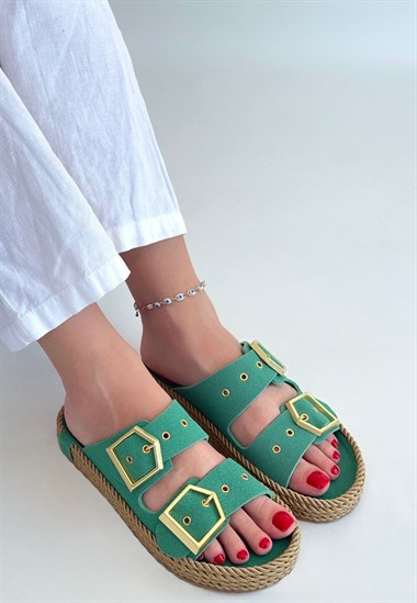 İces Nubuk Terlik -Yeşil