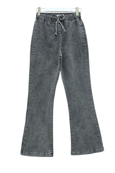بنطال جينز واسع الساق بأربطة - مدخن
