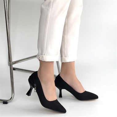 Jedi Süet Topuklu Ayakkabı -Siyah