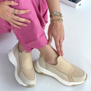 Kendy Cilt Spor Ayakkabı -Bej