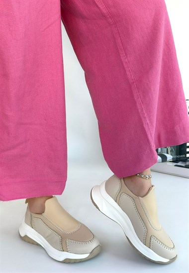 Kendy Cilt Spor Ayakkabı -Bej