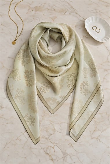 Klasik Damask Desenli Soft Eşarp -Vizon