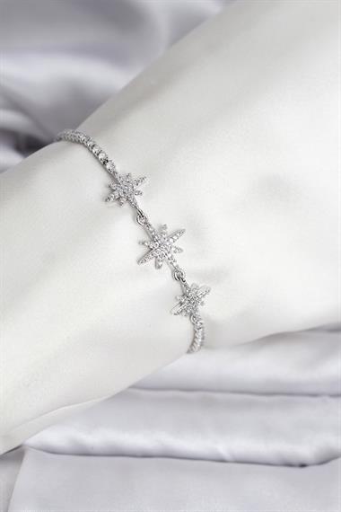 Kutup Yıldızı Model Zirkon Taşlı Gümüş Renk Su Yolu Kadın Bileklik