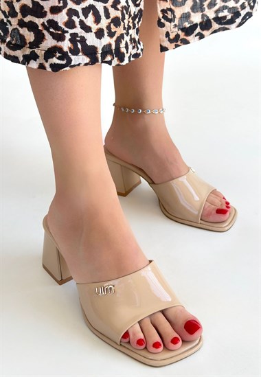 Miyon Rugan Topuklu Terlik -Bej