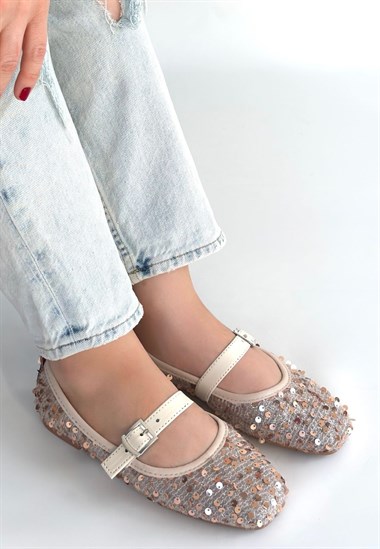 Moden Süet Babet Ayakkabı -Bej