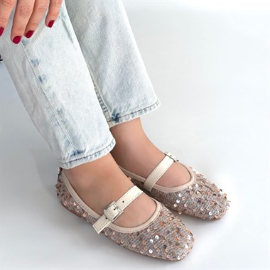 Moden Süet Babet Ayakkabı -Bej