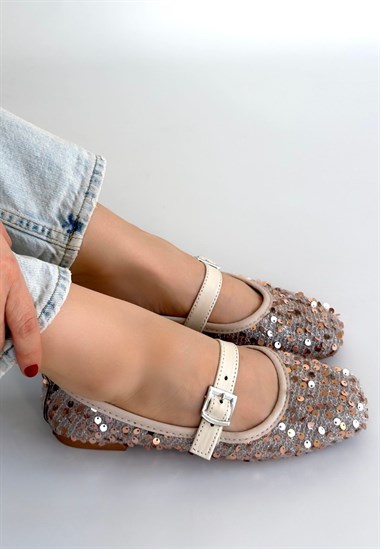 Moden Süet Babet Ayakkabı -Bej