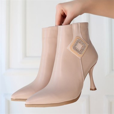 Moose Cilt Topuklu Bot -Nude