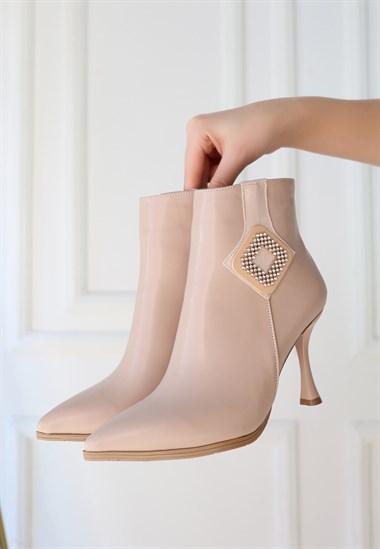 Moose Cilt Topuklu Bot -Nude