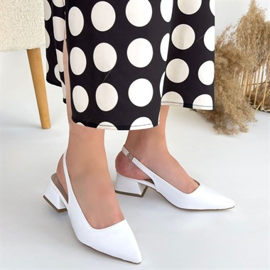 Morji Cilt Topuklu Ayakkabı -Beyaz