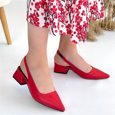 Morji Cilt Topuklu Ayakkabı -Kırmızı