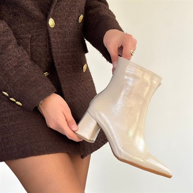 Mosy Rugan Topuklu Bot -Bej