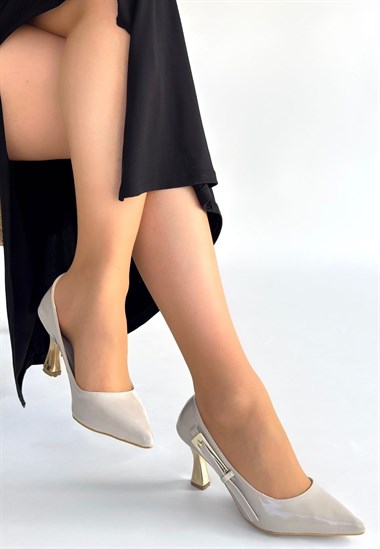 Motya Rugan Topuklu Ayakkabı -Bej