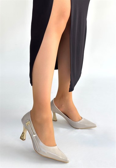 Motya Rugan Topuklu Ayakkabı -Bej