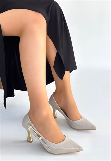 Motya Rugan Topuklu Ayakkabı -Bej