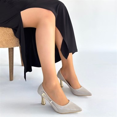 Motya Rugan Topuklu Ayakkabı -Bej