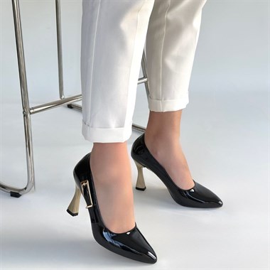 Motya Rugan Topuklu Ayakkabı -Siyah