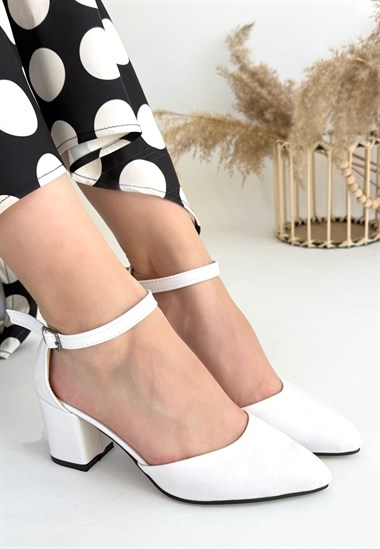 Mulen Cilt Topuklu Ayakkabı -Beyaz