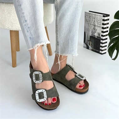 Nool Nubuk Terlik -Yeşil