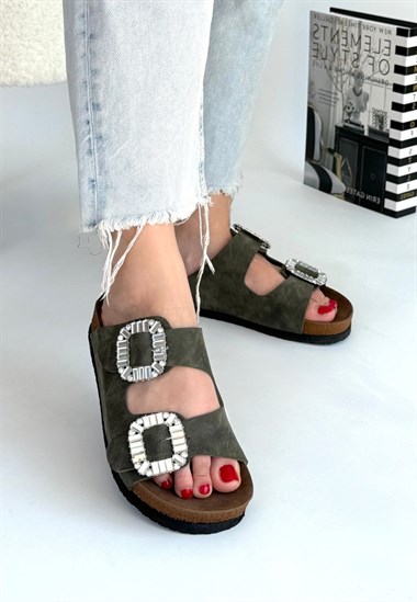 Nool Nubuk Terlik -Yeşil