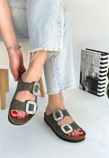 Nool Nubuk Terlik -Yeşil