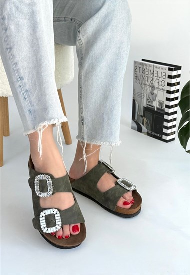 Nool Nubuk Terlik -Yeşil