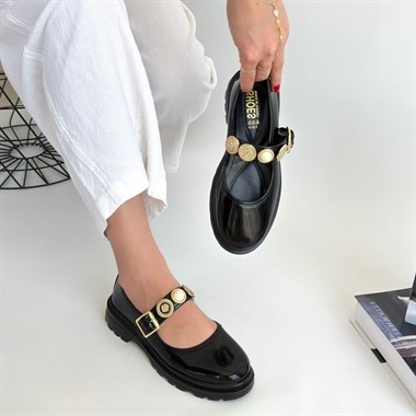 Okira Rugan Oxford Ayakkabı -Siyah