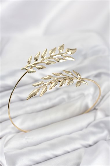 Pazu Bileklik Gold Renk Pirinç Zeytin Dalı Model