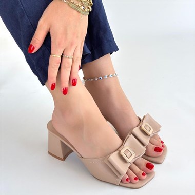 Pier Cilt Topuklu Terlik -Nude