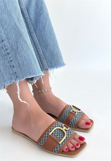 Pıer Cilt Terlik -Taba