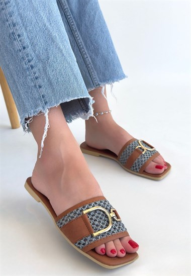 Pıer Cilt Terlik -Taba