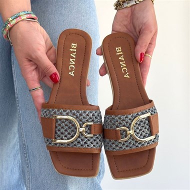 Pıer Cilt Terlik -Taba